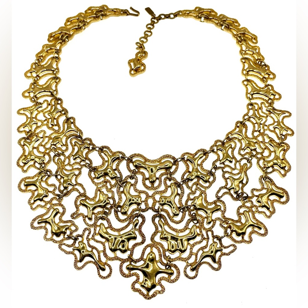 Vintage 1974 Monet Mandira Bib Necklace Elda Krecic Collector Book Piece Runway
